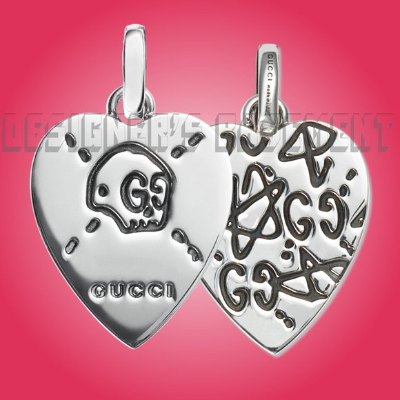 GUCCI Ag925 Sterling Silver HEART with GG SKULL Trouble Andrew pendant charm NIB - Picture 1 of 6